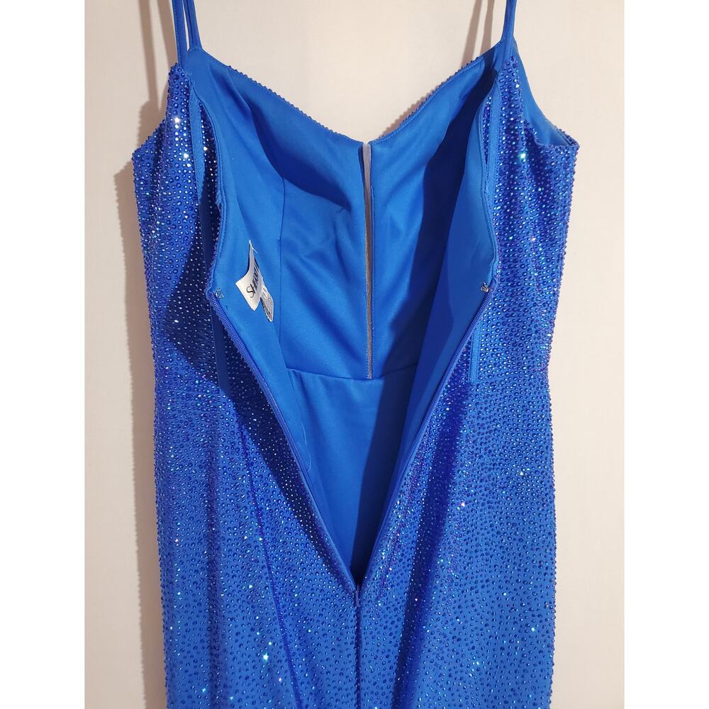 Sherri Hill Corset Rhinestone Maxi Gown Womens Size 8 Prom Homecoming Dress Blue - Picture 8 of 15